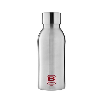 B Bottles Twin - Steel Brushed - 350 ml - Double wall thermal bottle in 18/10 stainless steel